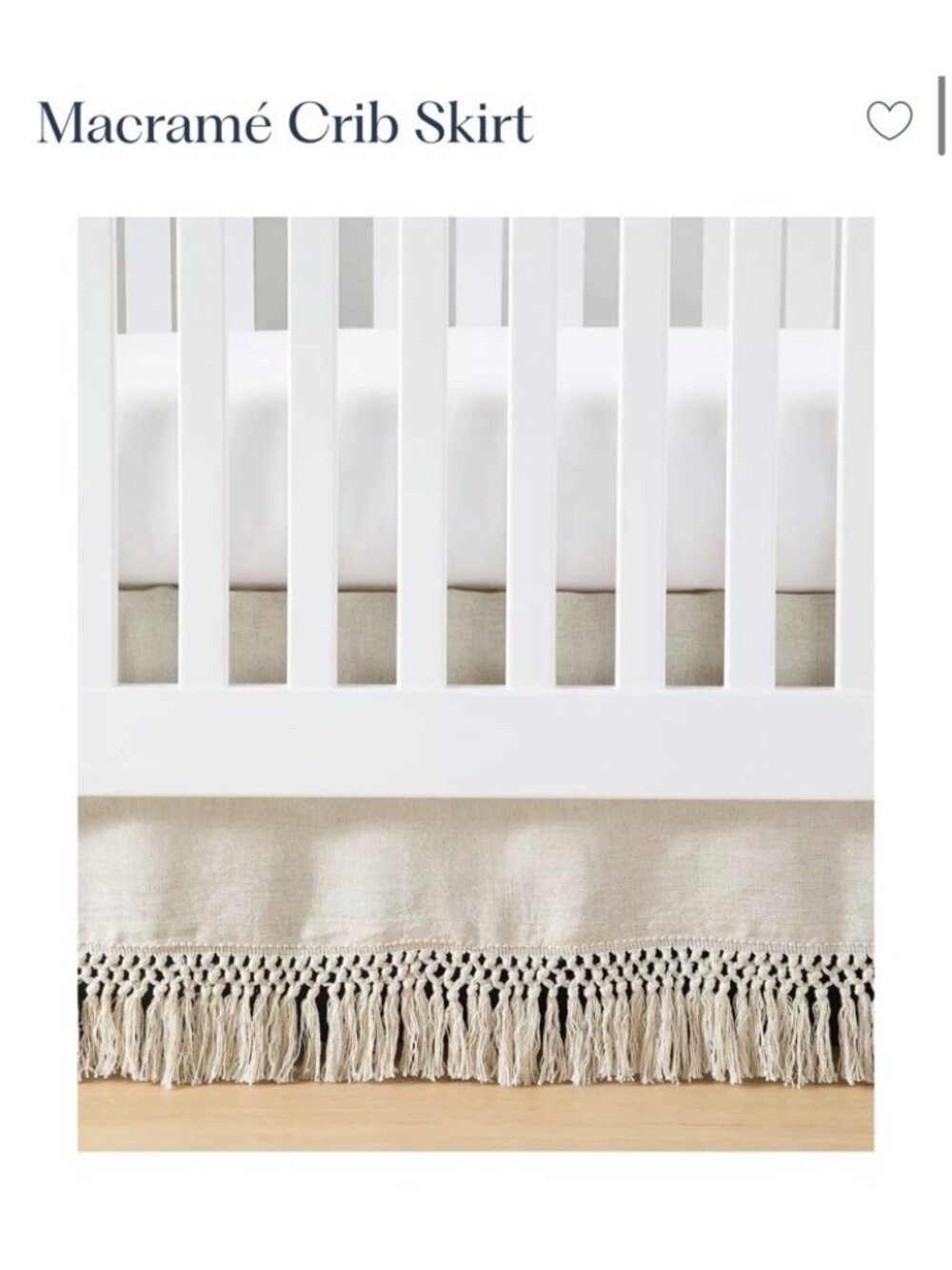 NEW Serena & Lily Macramé Nursery Crib Skirt-Flax Beige